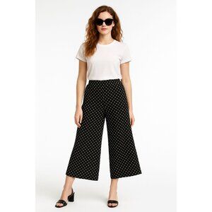 Adrianna Papell LG Polka Dot Culotte Pants Retro Wide Leg Trousers Chic Goucho